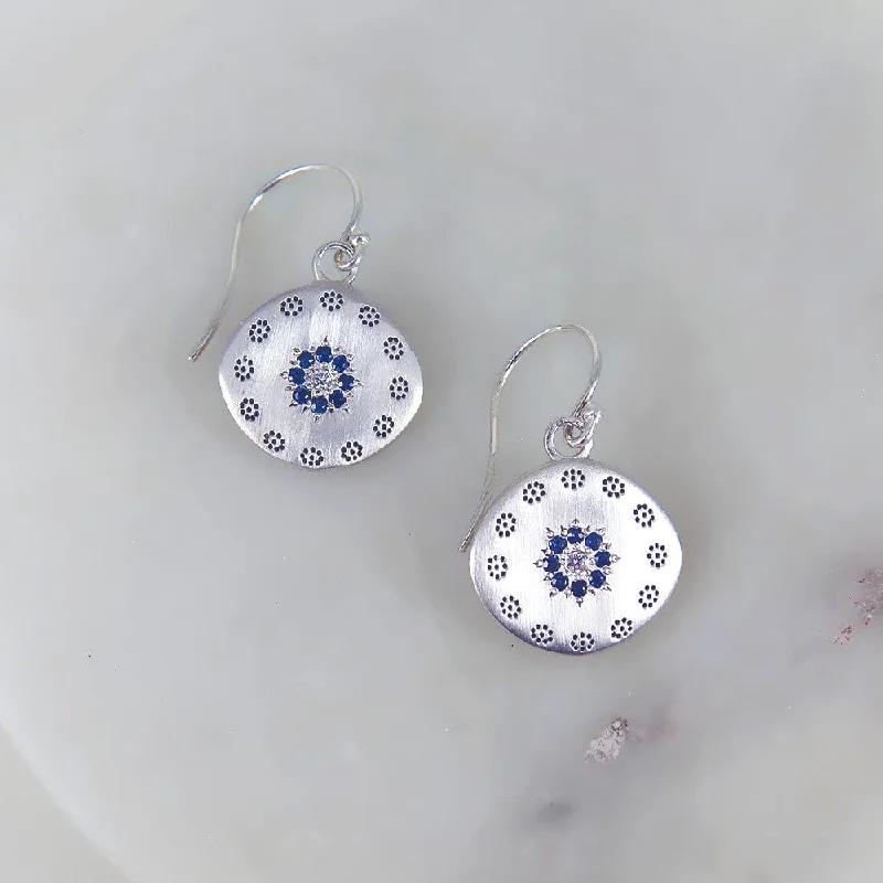 LARGE  CLUSTER SAPPHIRE CIRCLE EARRINGS