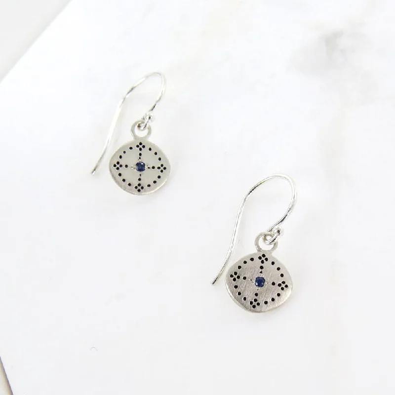 Silver Sapphire Nostalgia Charm Earrings