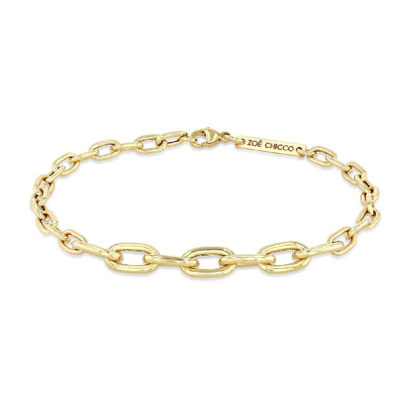 14k Mixed Medium & Xl Square Oval Link Chain Bracelet